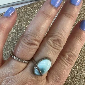 Genuine Larimar Sterling Silver Ring, Size 7